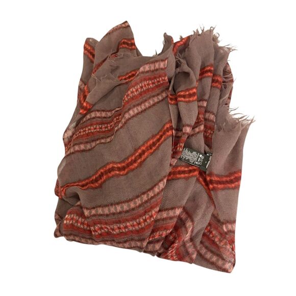 Eddie Bauer Scarf Women's One Size Fringe 100% Wool Large Blanket Striped - Picture 8 of 8